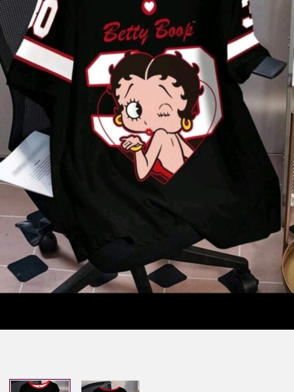 Betty Boop Black Tee with Red & White Graphic